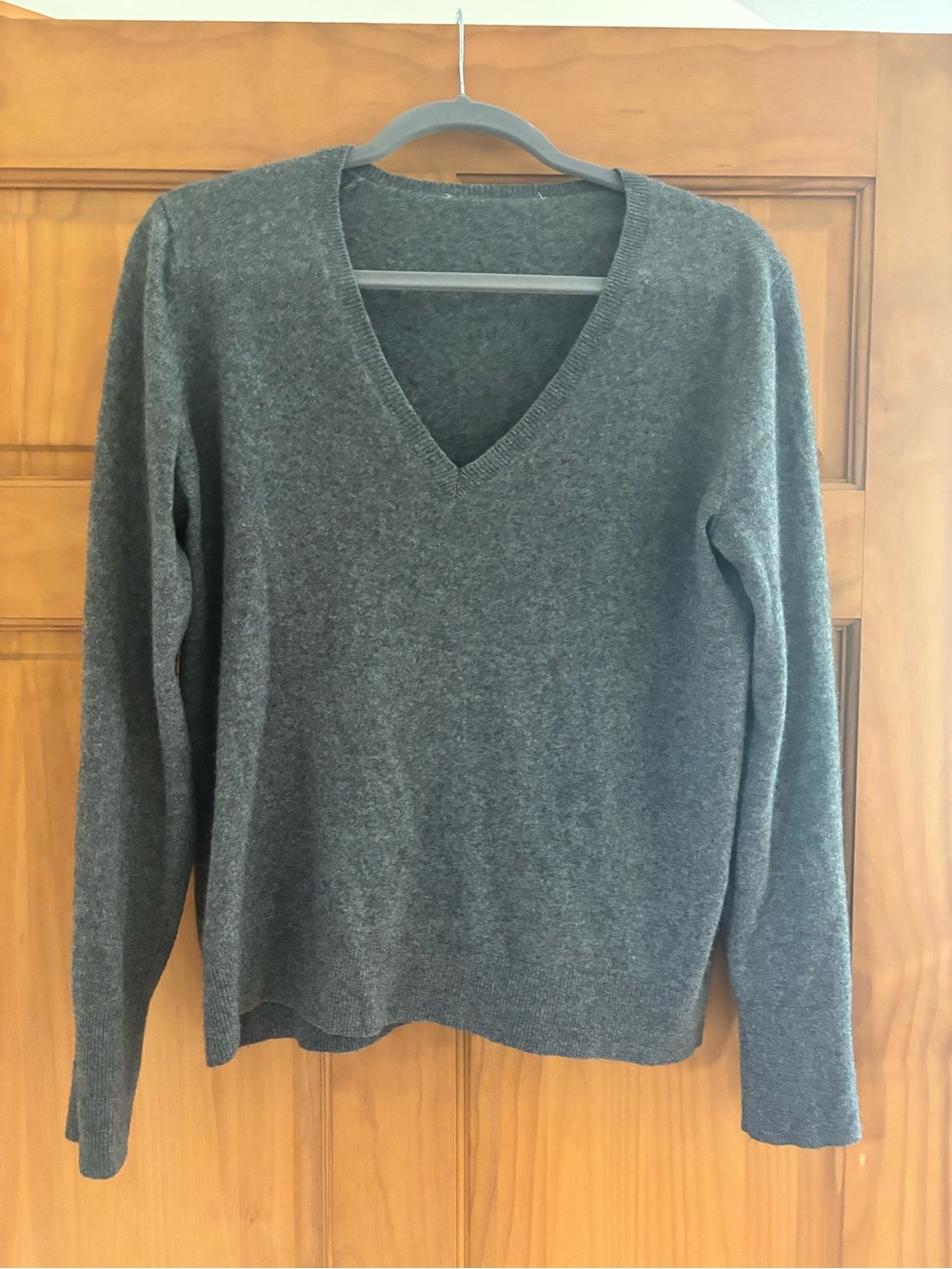 Everlane Charcoal Gray V-Neck Sweater - 100% cashmere